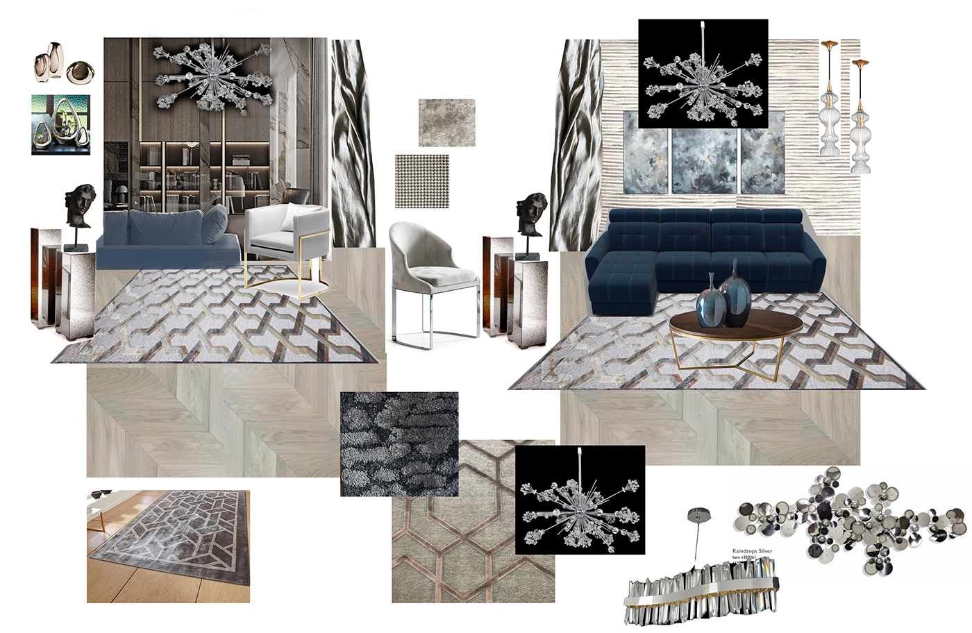 Concept of living room in appartments in Moscow