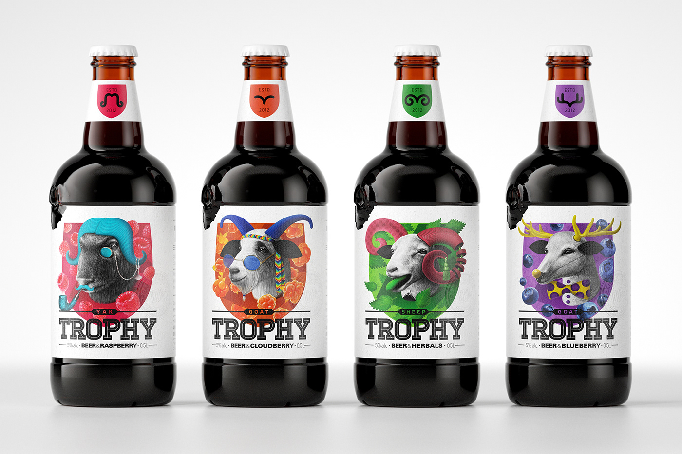 beer trophy bottle glass pentawards beverage beer label bottle design label design packaging design