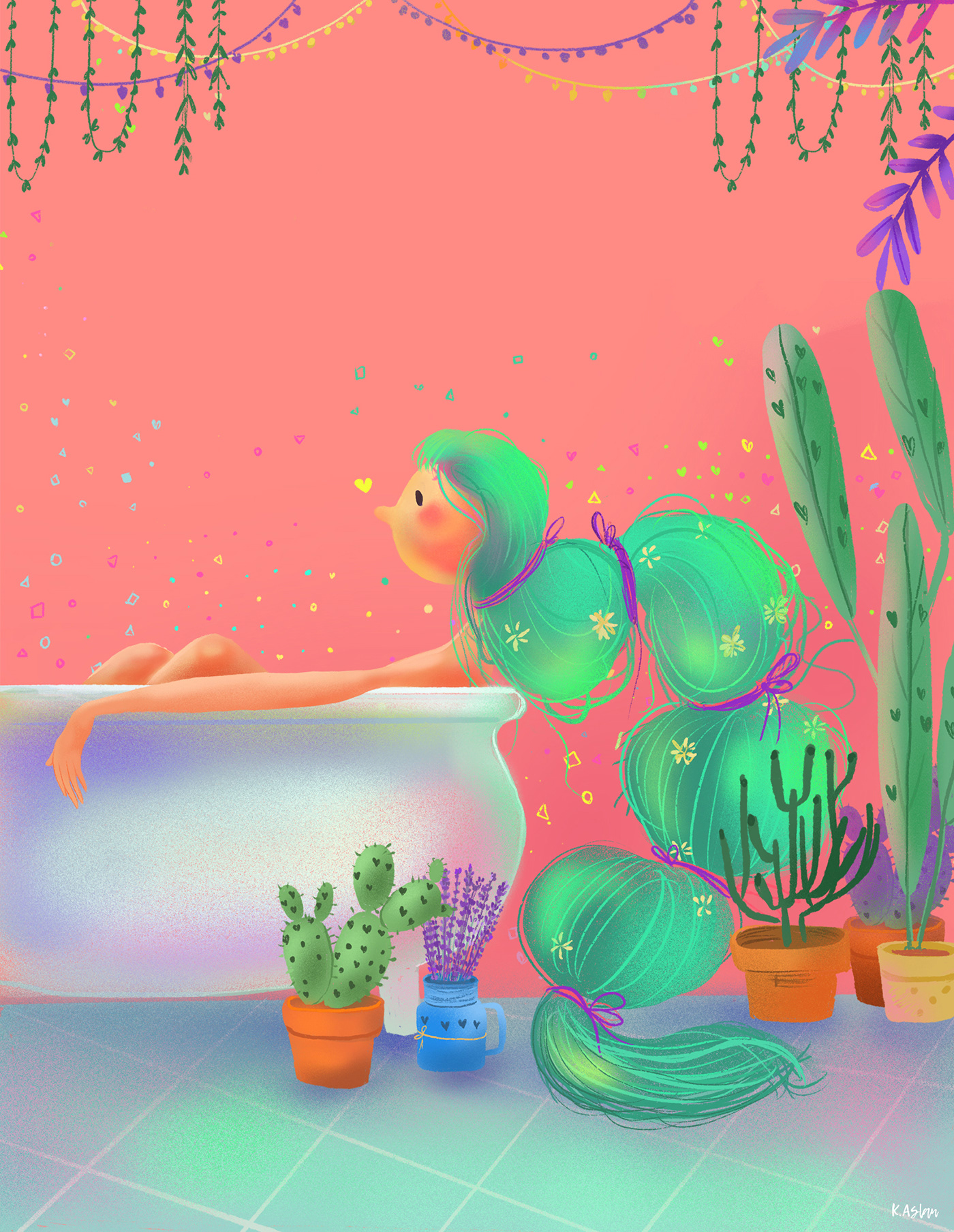 iPad Plant Character apple Procreate Love bath editorial Gemini sketch