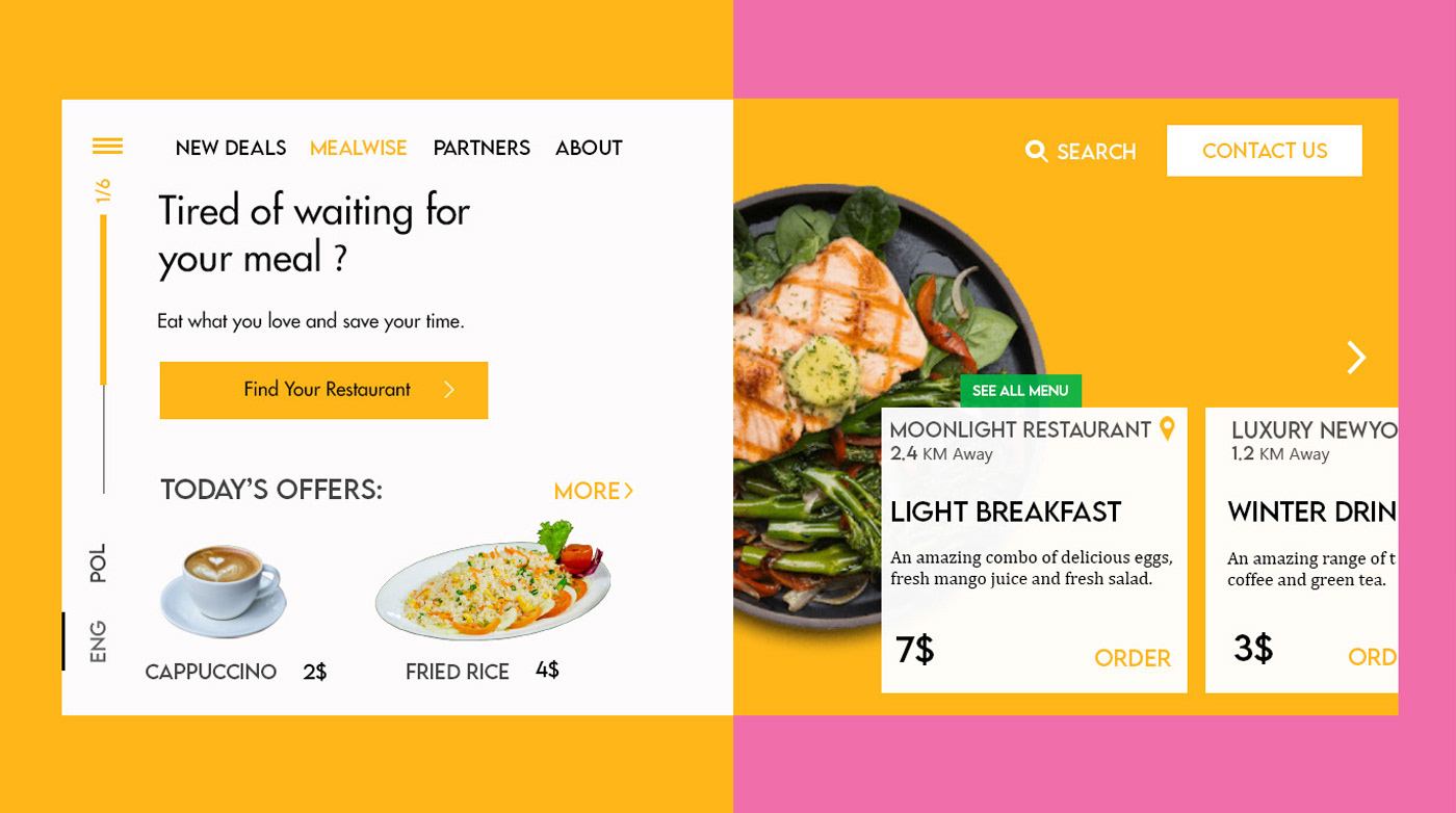 food template Web Design  ui design landing page Website UX design restaurant uxdesign app design user interface
