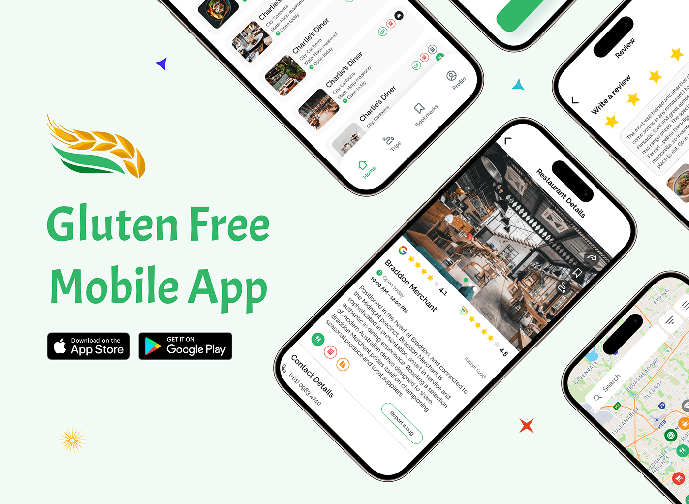 Mobile app UI/UX Figma ui design app Food  restaurant Logo Design gluten free vegan