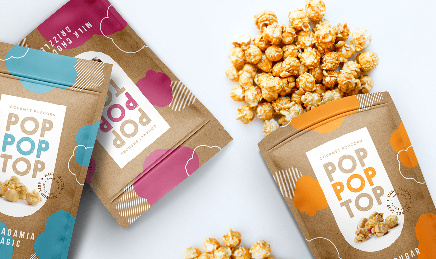 popcorn gourmet trend caramel chocolate handcraft corn Packaging Food  snack