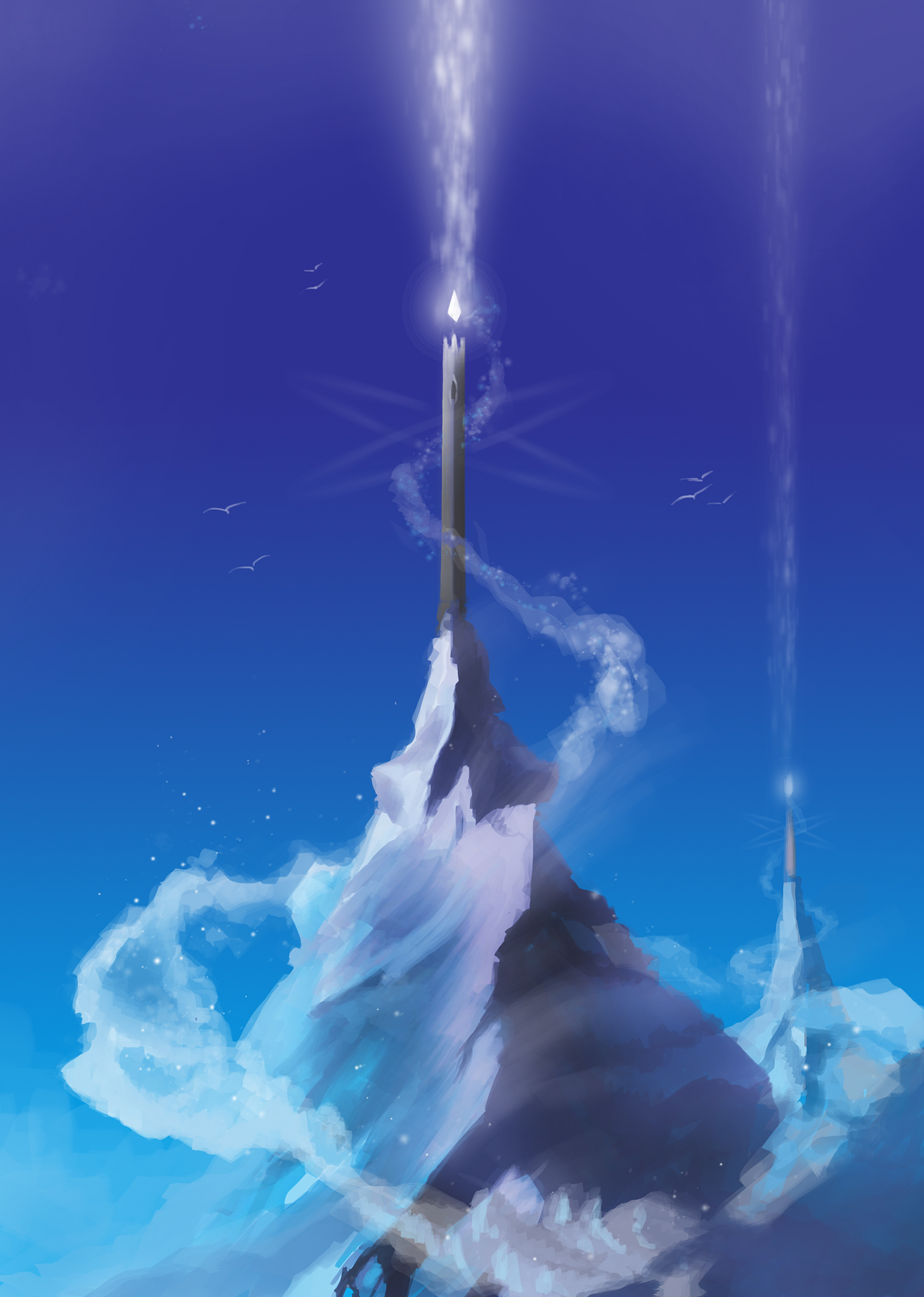 pillars light norik imami Castle SKY blue power crystal wind