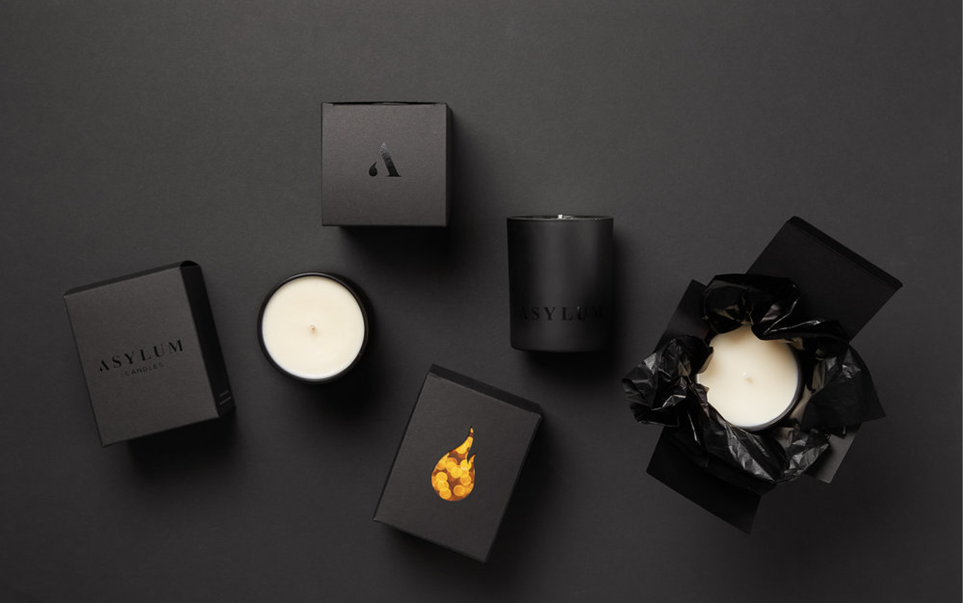 candle candles box overgloss uncoated black asylum subtle sophisticated Diecut