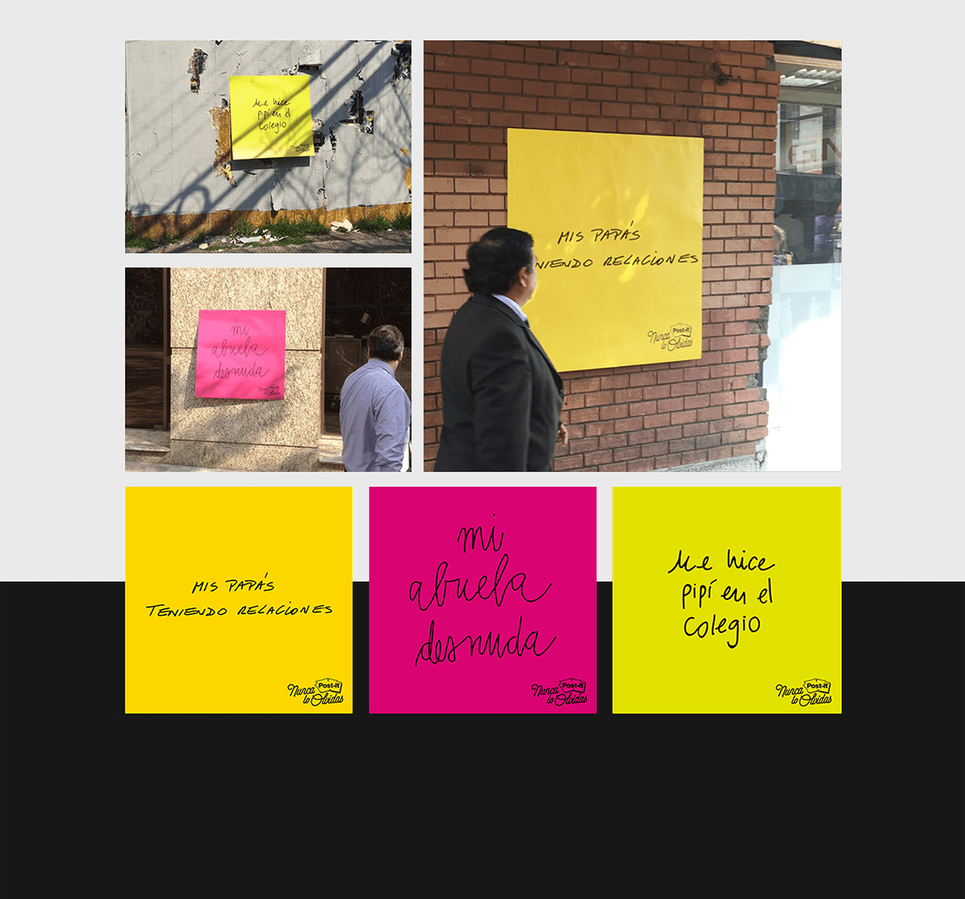 Post It press Outdoor amarillo rosado Verde green yellow pink never forget