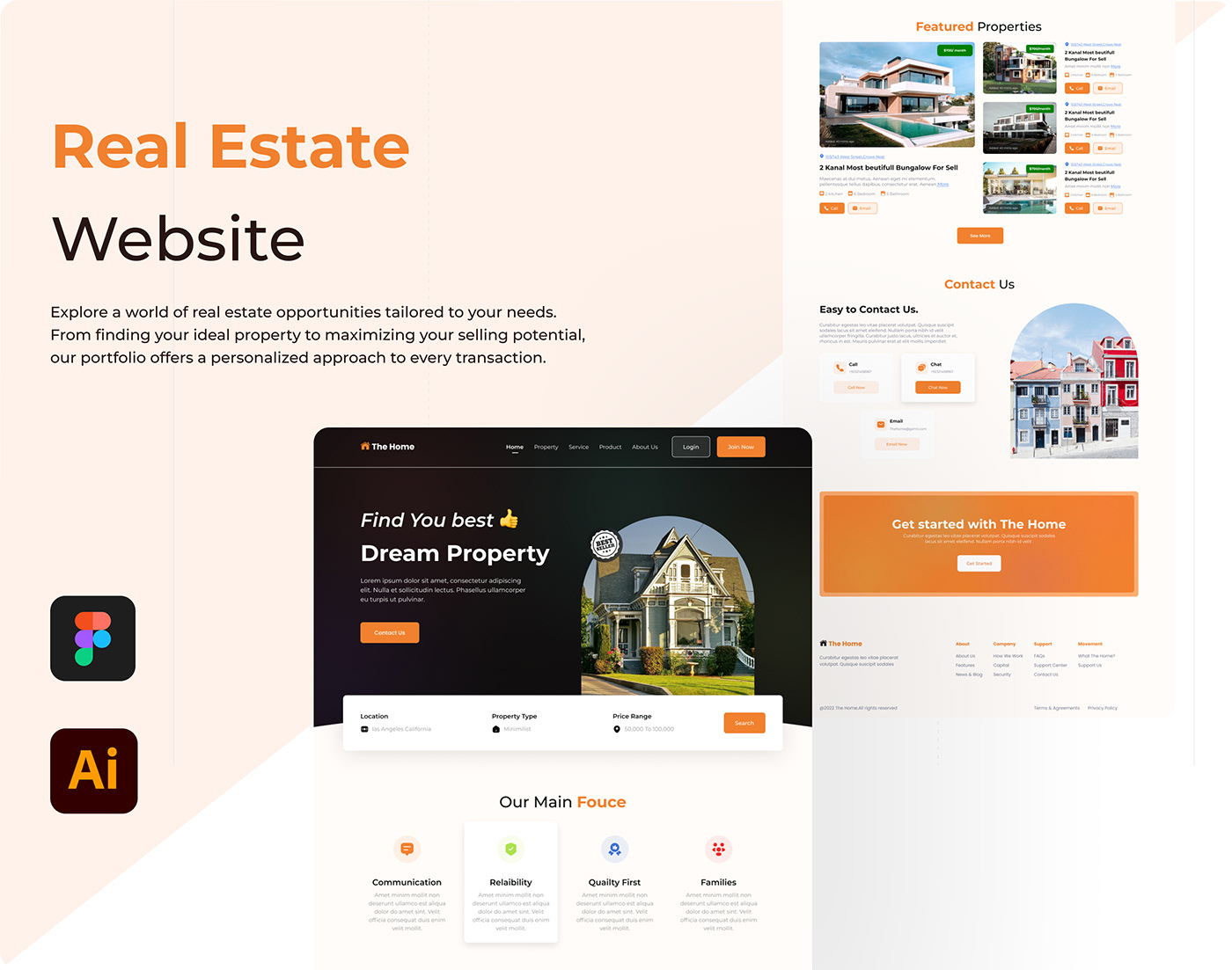 Modern property portal Property search interface Property website design Real estate Landing Page