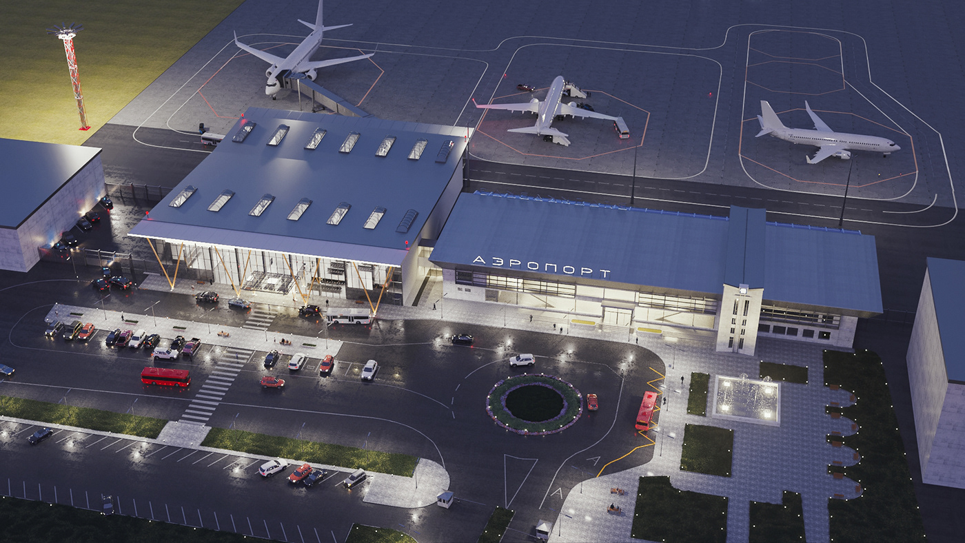 architecture archviz airfield airport CGI 3dsmax CoronaRender  corona Interior exterior