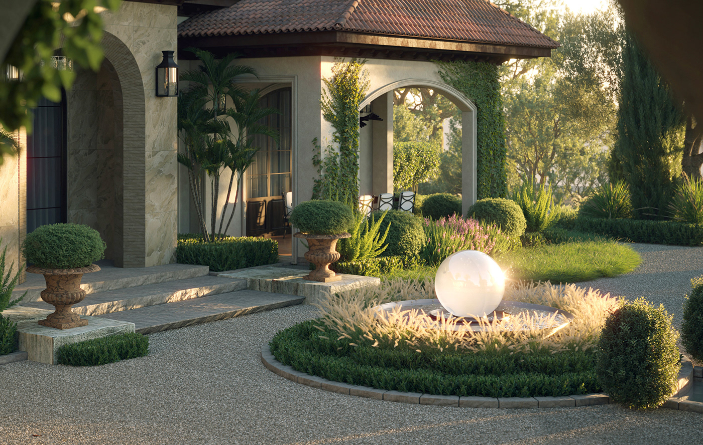 garden Outdoor Landscape architecture visualization Render Villa Hieu Doan