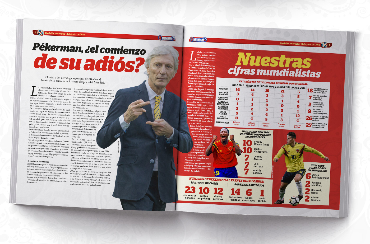 revista magazine Futbol soccer mundial de fútbol Rusia 2018 Diseño editorial editorial design  Q'hubo Seleccion Colombia