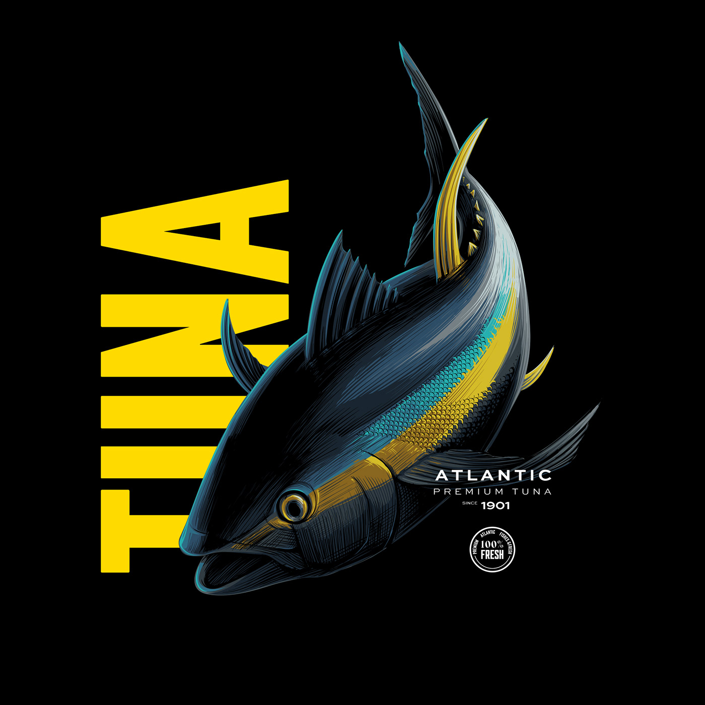art direction  atlantic colorful creative design draw fish ILLUSTRATION  pacgage premium