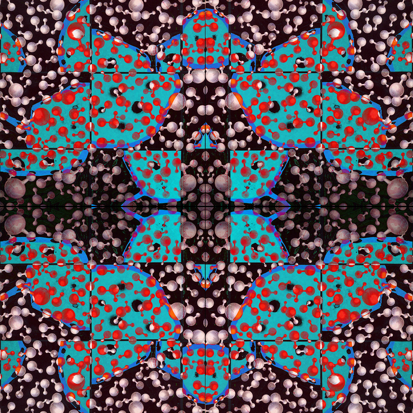 blue turquoise molecule physics pattern vector dessin numérique  Surface Pattern science fiction color