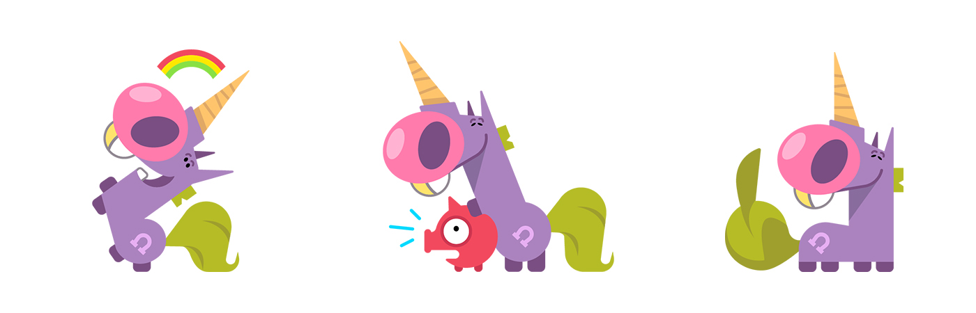 Character Fun unicorn horse Mad cartoon funny process pencil