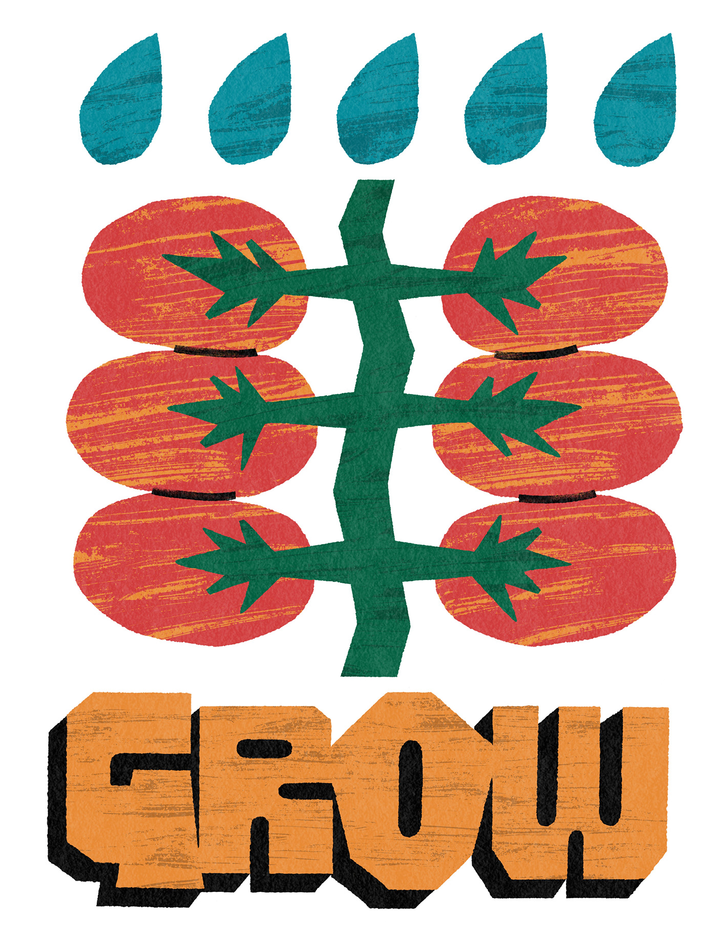 abstract color folk art ILLUSTRATION  Illustrator mid century shapes typography   vegetables Veggie