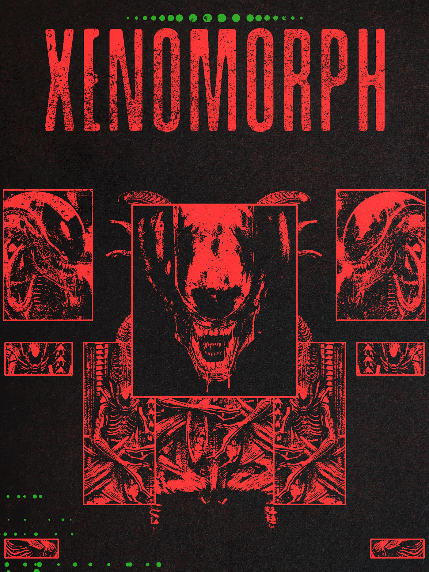 Brutalism Poster Design Graphic Designer Socialmedia post Xenomorph Scifi fantasy Adobe Photoshop