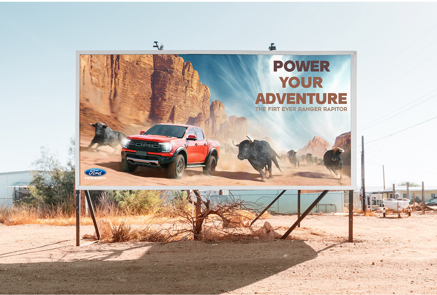 automotive   car desert designer Ford ford raptor manipulação photoshop publicidade Social media post