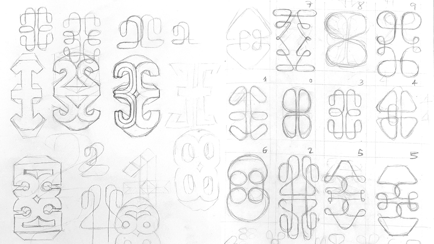 3D 80s design font lettering numbers