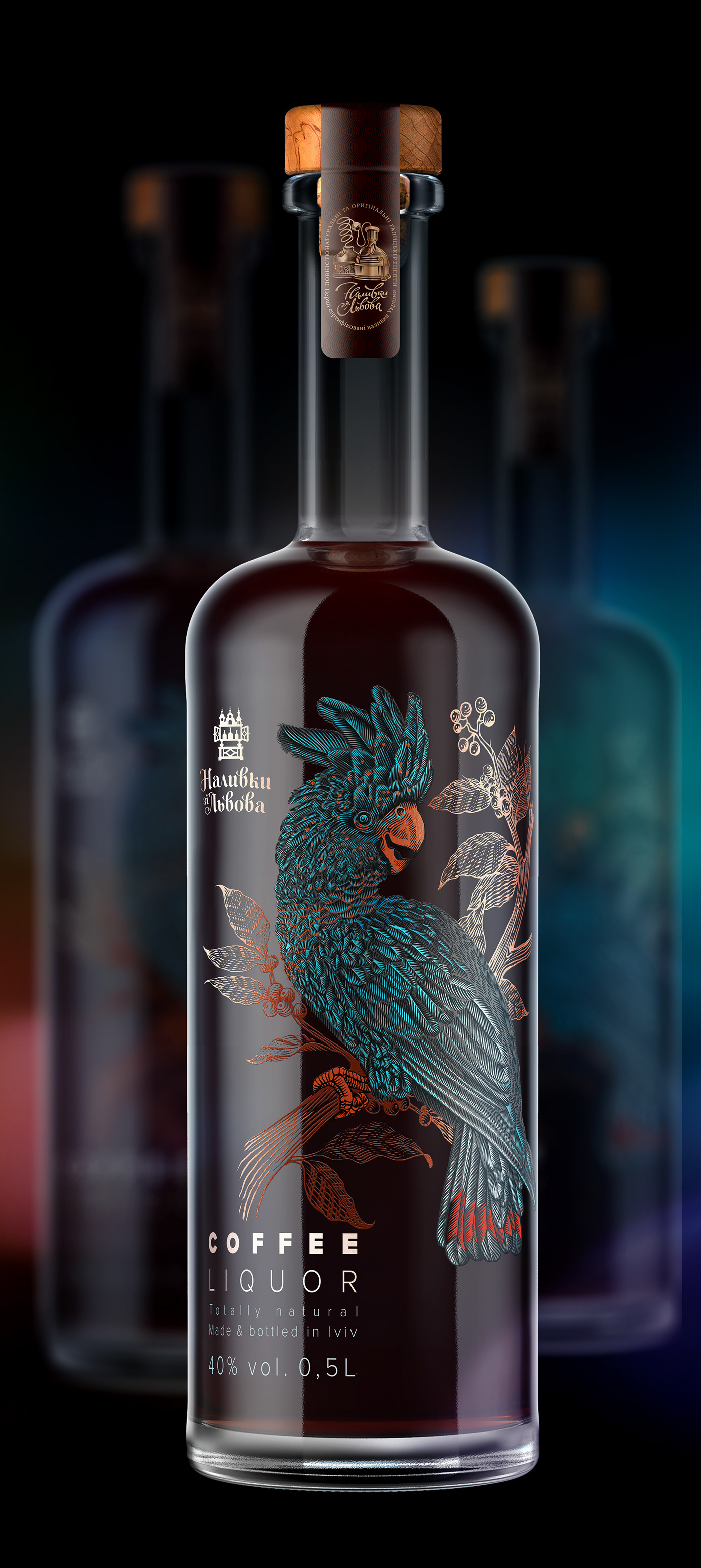 bottle engraving liquor Lviv parrot ukraine