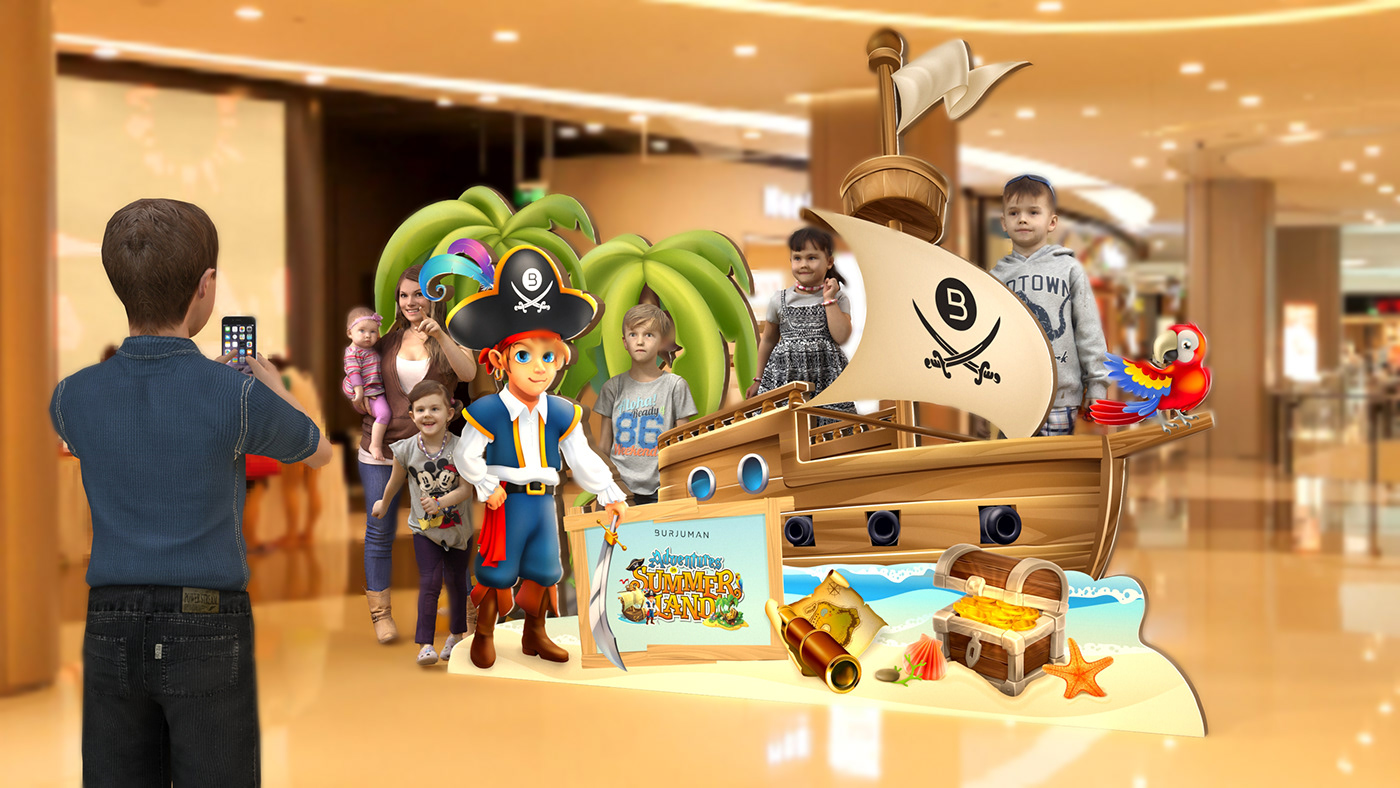 3D Visualization captain hook Captain Sparrow mall activations photo opportunities