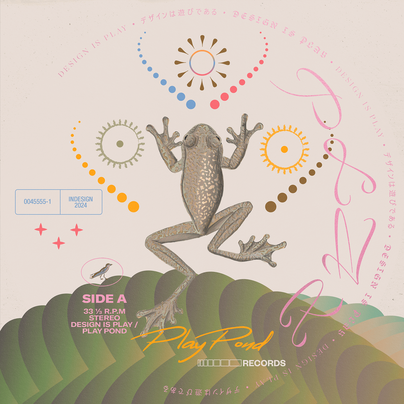 adobe InDesign Nature typography   graphic design  frog vinyl music splash screen play