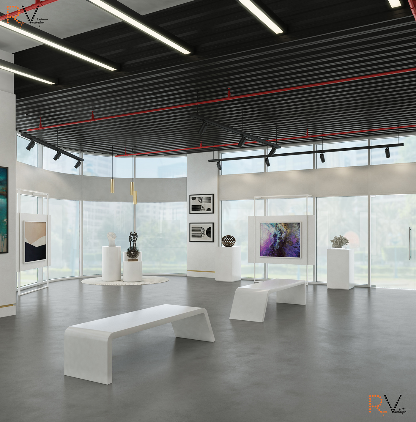 design Graphic Designer interior design  Render visualization 3ds max corona vray modern artgallery
