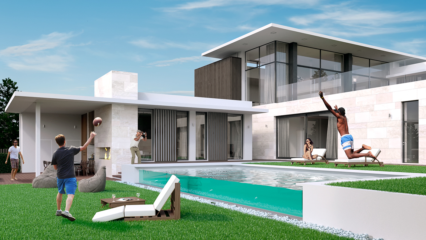 architecture private house conteporary architecture 3d Visualisation modern house buro82