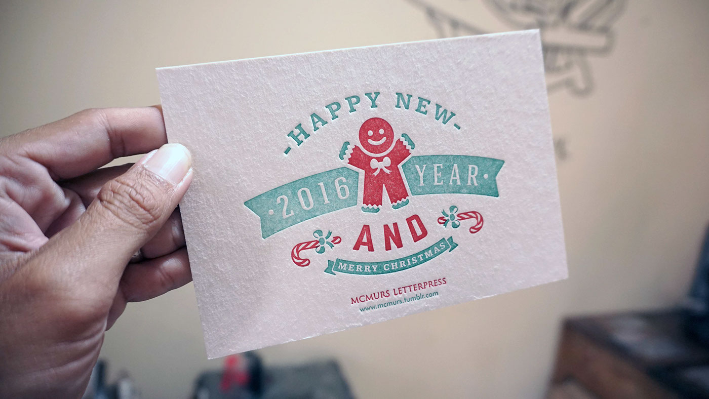 letterpress card new year New Year Card Christmas indonesia print studio