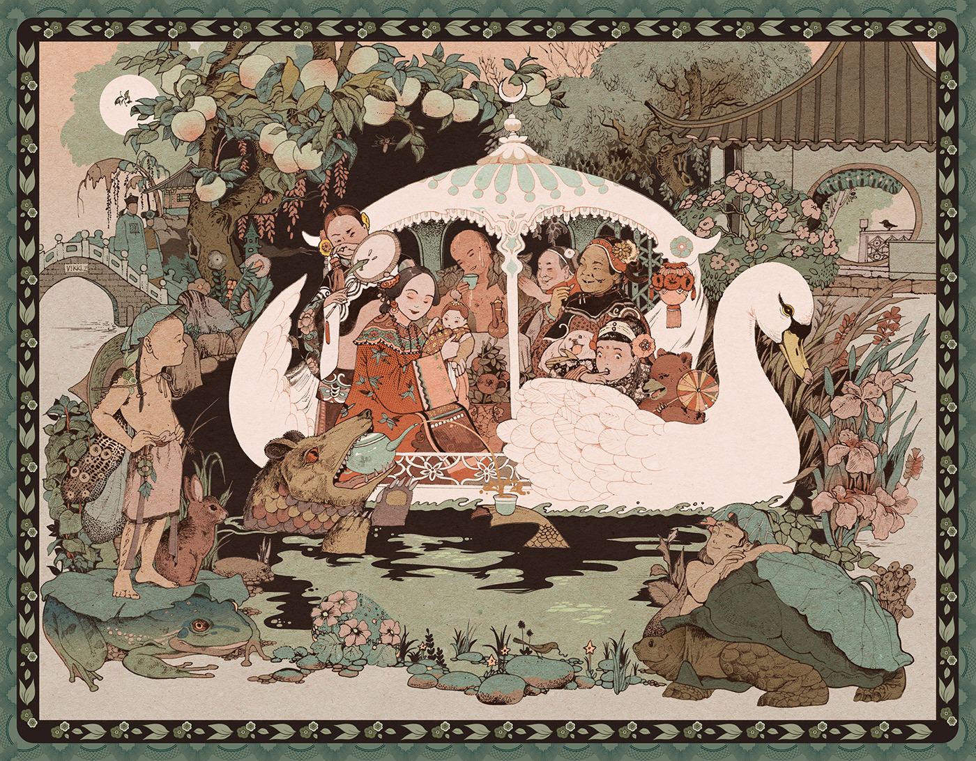 张文绮，插画，民国，旗袍，上海，复古，illustraion