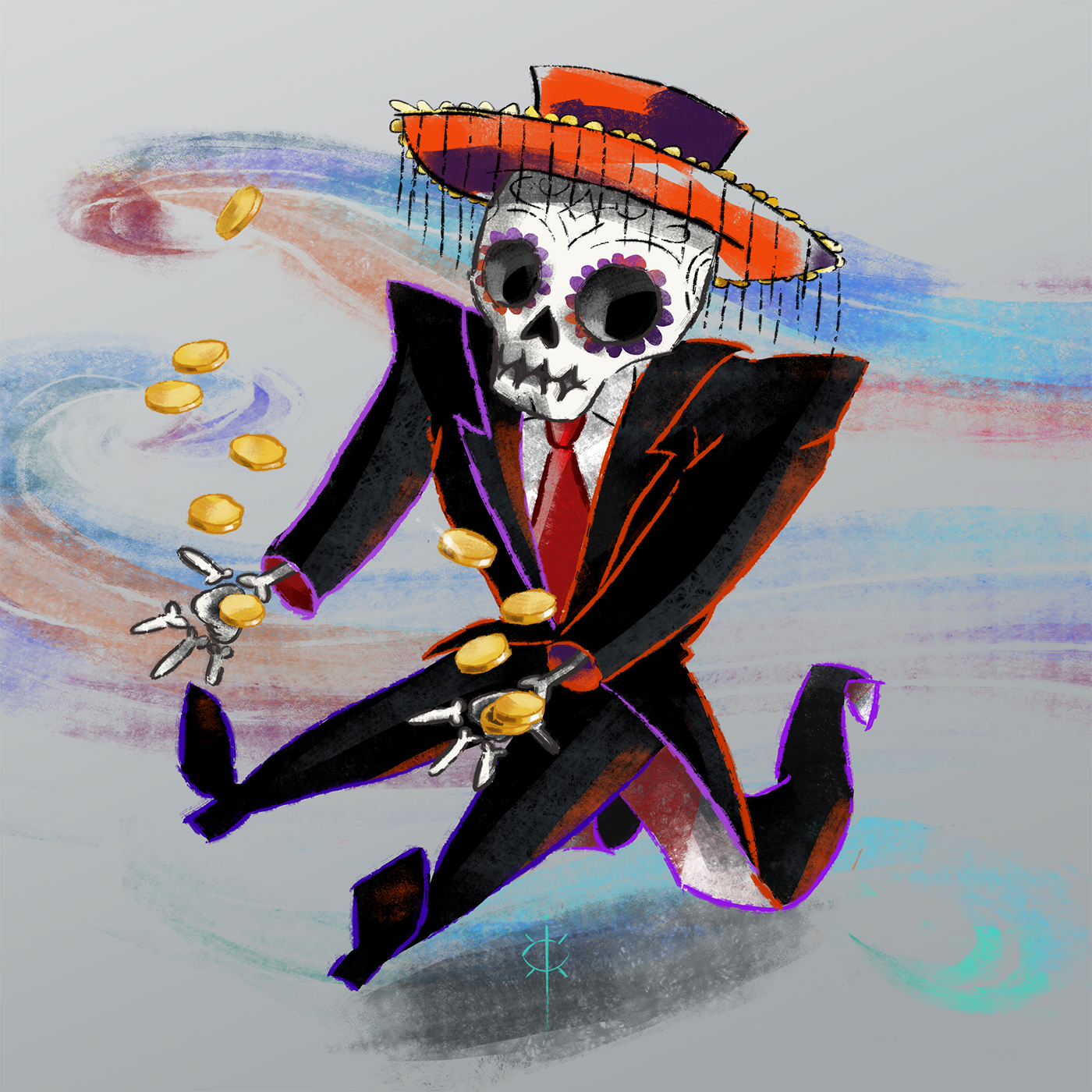 ILLUSTRATION  Illustrator animation  skull skeleton mexico DayoftheDead coin UAL csm