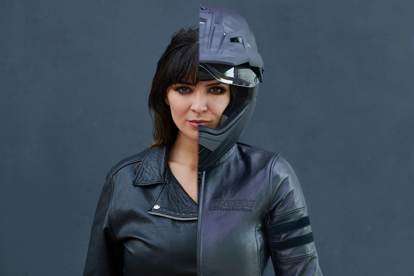 half side Helmet moto motorcycle portrait ride riding safety woman portrait woman who ride
