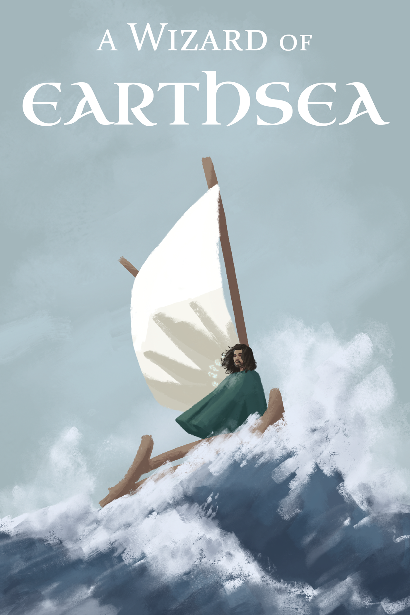 ILLUSTRATION  book cover Digital Art  earthsea cover design book InDesign text Ocean boat