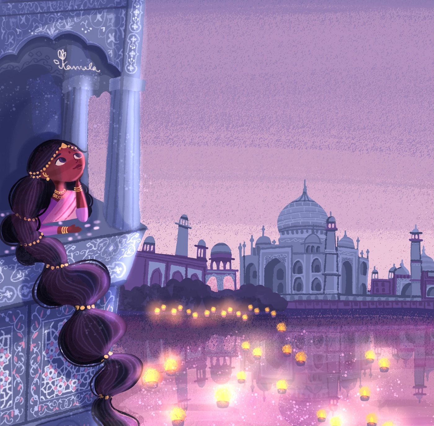 childrensbookillustration Diwali fairytales folktale holi Indian festival indianillustrator littleredridinghood rapunzel Tajmahal