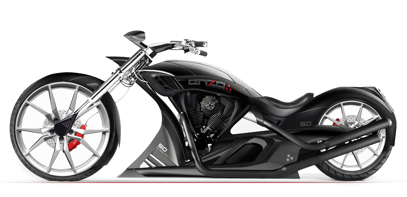 Motor chopper Bike concept design modern black