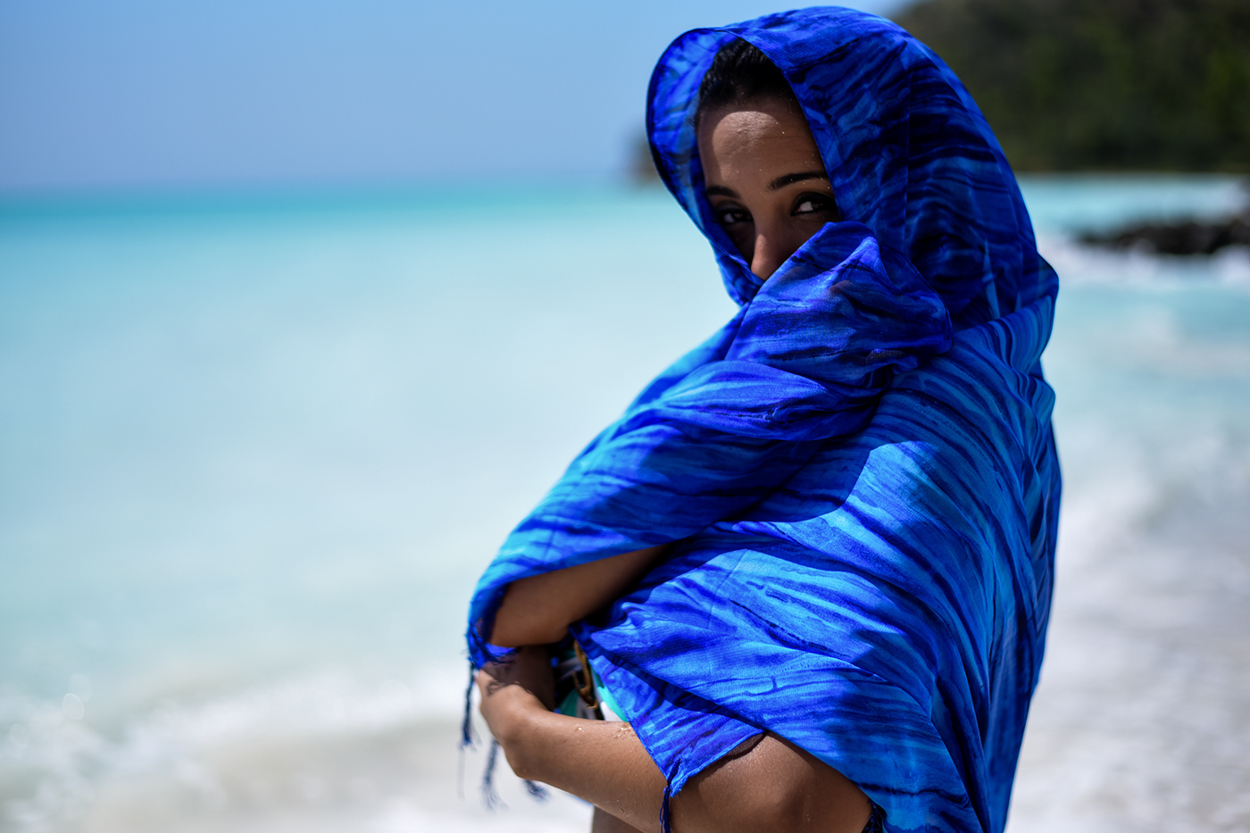 beach portrait model Caribbean