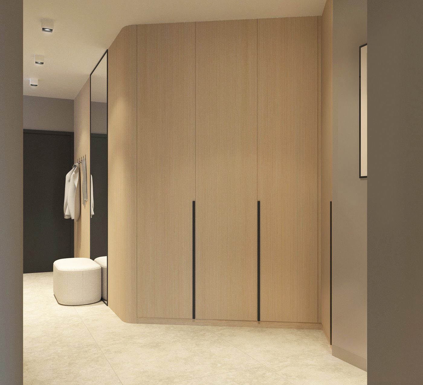 contemporary design elegant beige interior deisgn apartment light oak nude tones
