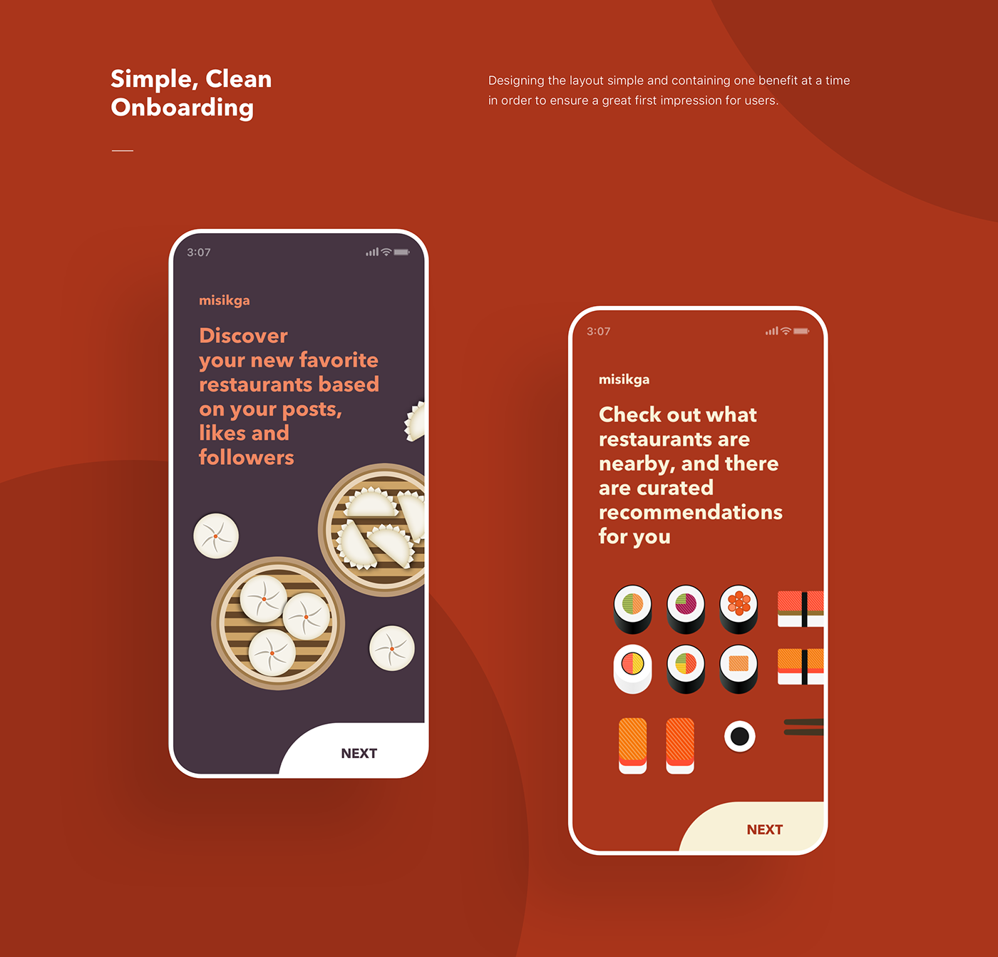 app brand color dumpling Food  foodie ILLUSTRATION  mobile restaurant UI