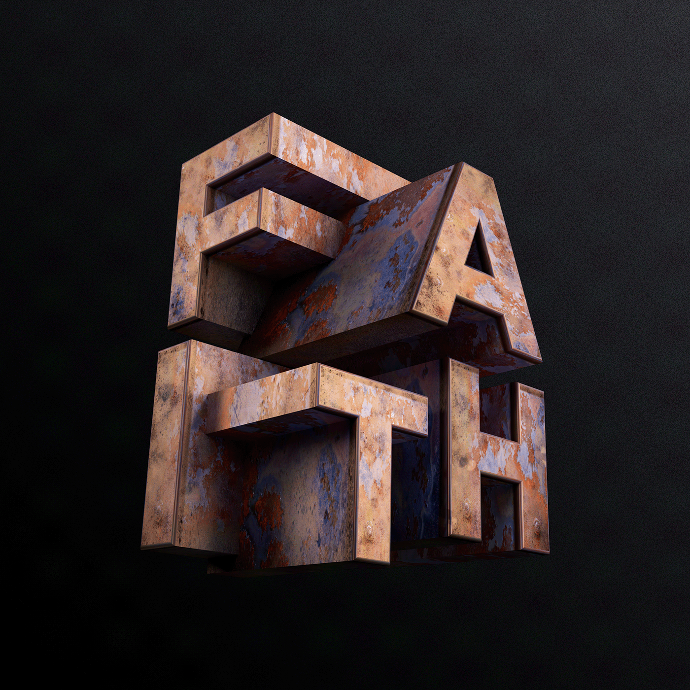 3D art design diseño lettering Render rusty tipografia type typography  
