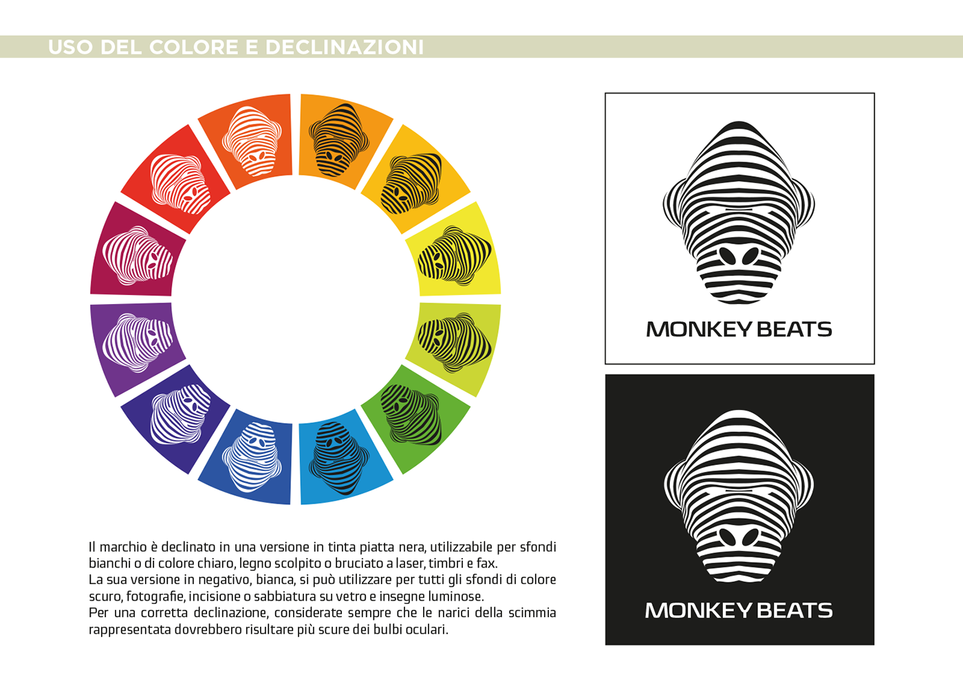 monkey beats records electronic music marco natolli Sushi Design Studio logo manual design branding gestalt negative space gestalt psycology black white stripes