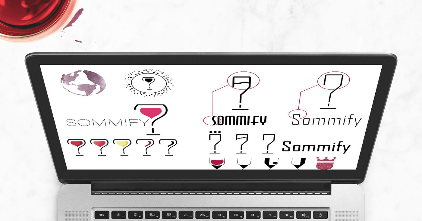 Logo mock-ups for a wine tasting game, Sommify™.