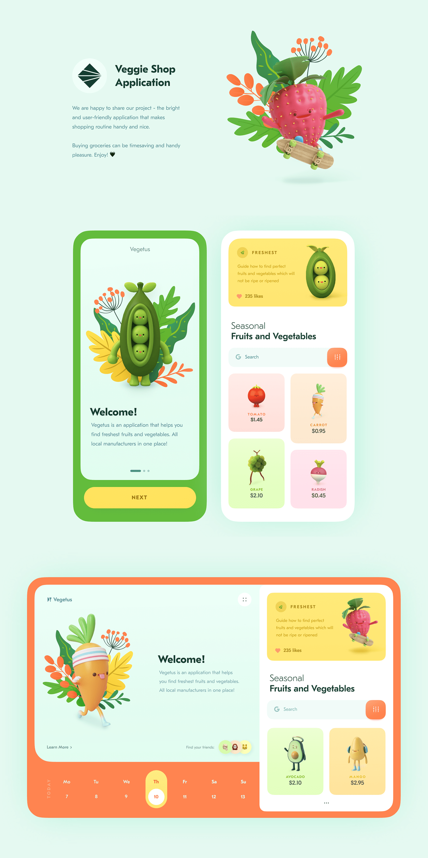 Mobile app inspiration example #454: Veggie Shop App