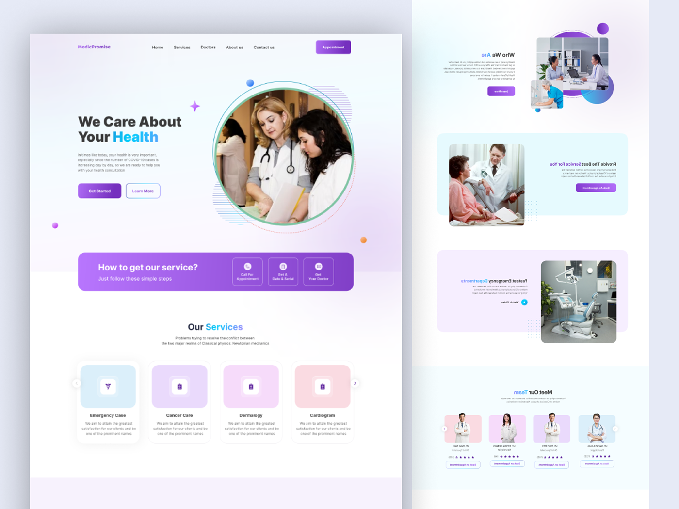 medical service landing page UI/UX Figma Website doctor appoinment hospital clinic