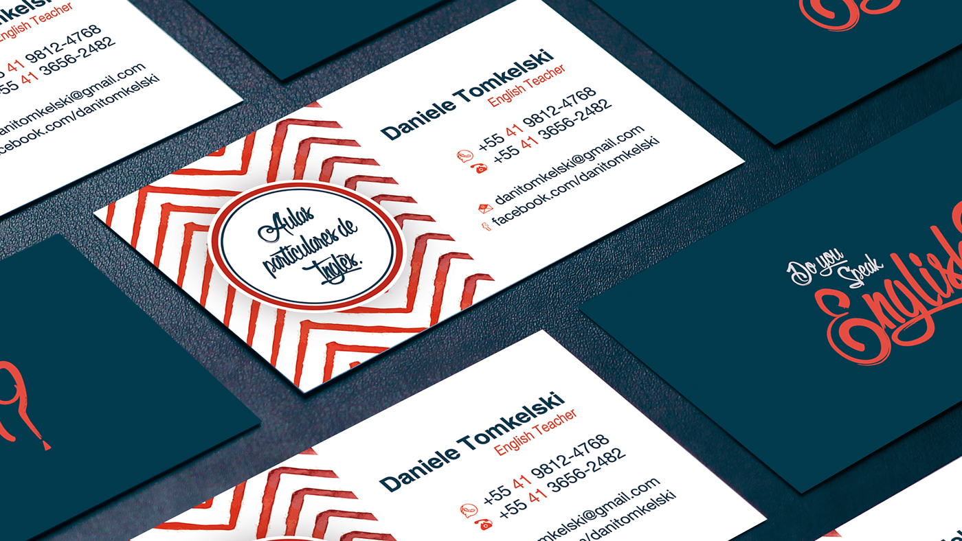 business card Cartão de Visita teacher English teacher Professor de Inglês print design  graphic design 