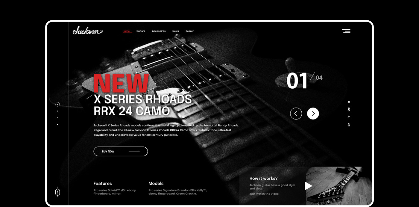 animation  clean dark E COMMERCE guitars Hobby portfolio redesign ui ux Web Design 