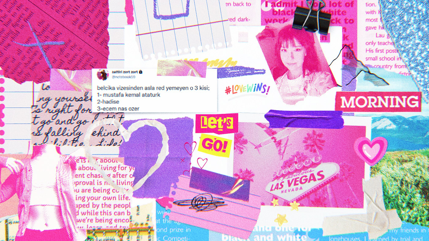 artwork collage Digital Art  pink scrapbook stickers