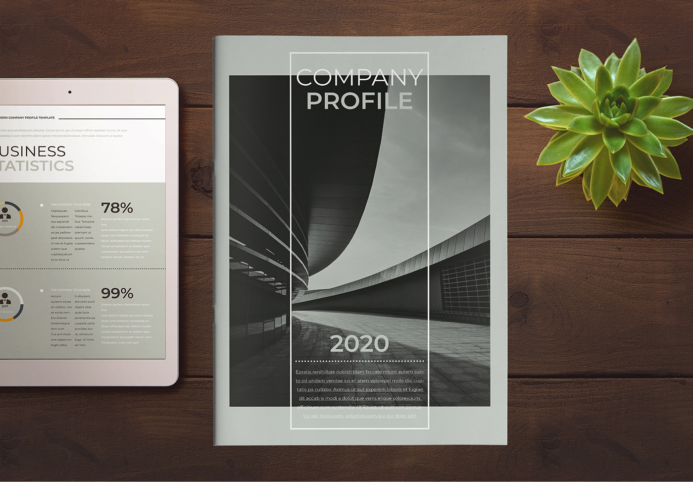 Company Profile Layout with Grey and Green Accents on Behance