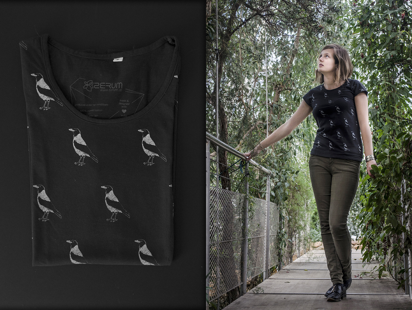 Zerum fair fashion all over print t-shirt garden animals bears universe Sustainable crow