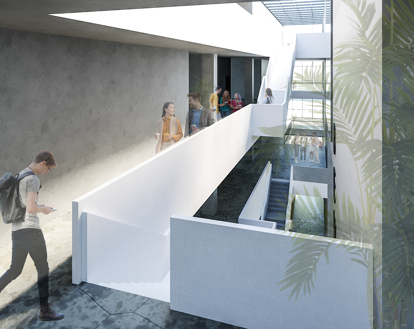 3ds max architecture concept concrete corona render  Interior modern Render visualization wood