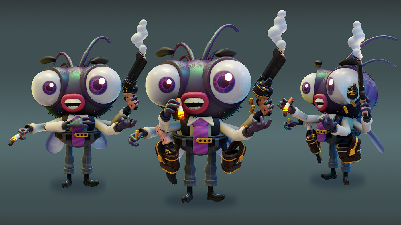 3D art blender Character cute design Eevee game insect