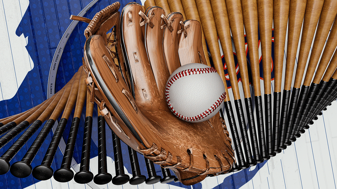 3D broadcast cinema 4d c4d Render corona baseball mlb Sports Design New York Mets
