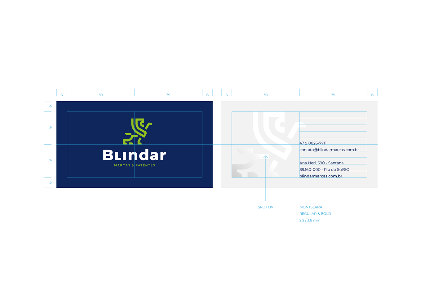 Blindar business card grid