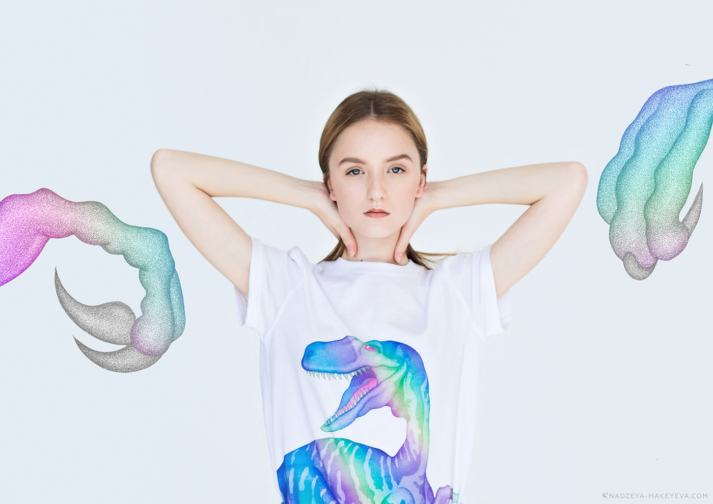 print apparel silkscreen velociraptor shirt t-shirt Dinosaur t-rex holographic